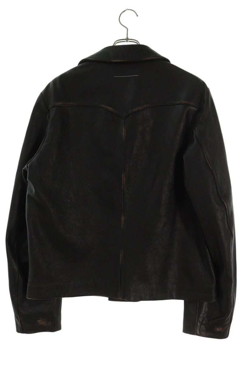 MM6 26SS Distressed Lambskin Leather Jacket Black Size L