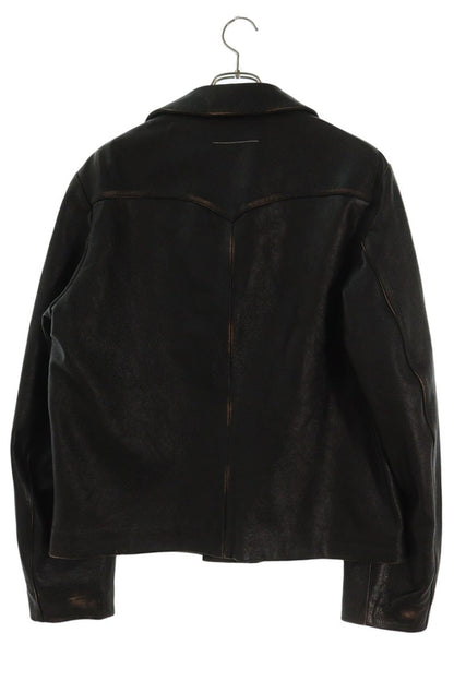 MM6 26SS Distressed Lambskin Leather Jacket Black Size L