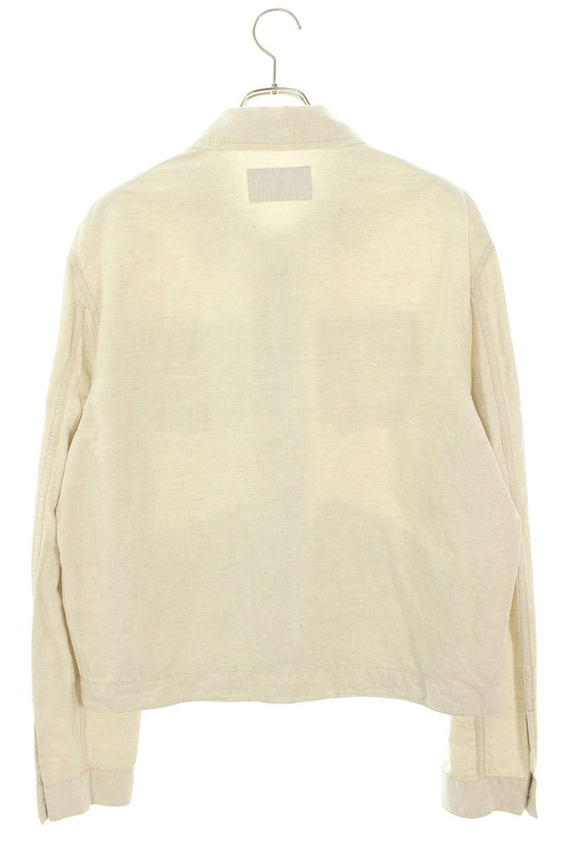 PRADA Triangle Logo Cotton Linen Zip Blouson Beige Size M