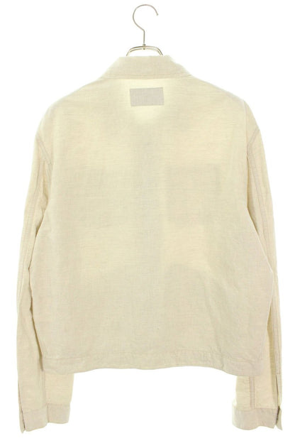 PRADA Triangle Logo Cotton Linen Zip Blouson Beige Size M