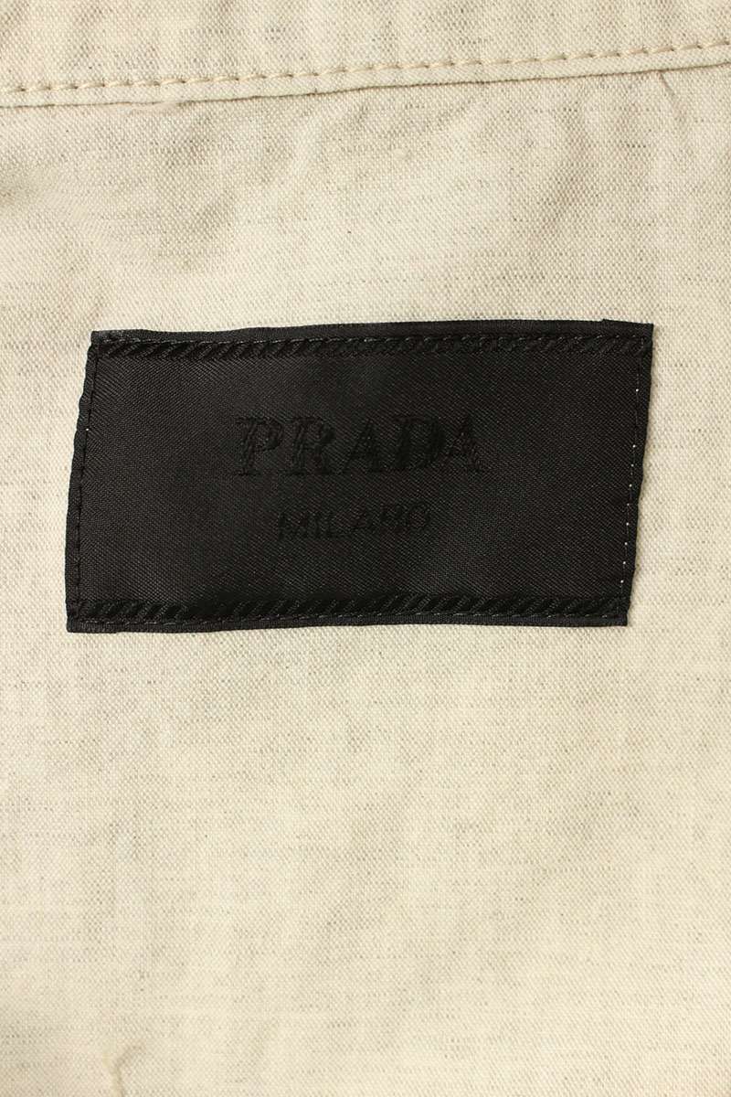 PRADA Triangle Logo Cotton Linen Zip Blouson Beige Size M