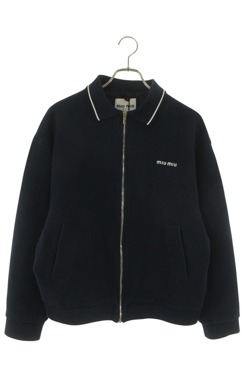miumiu 25SS Logo Emb. Bonded Pique Jersey Blouson Size S
