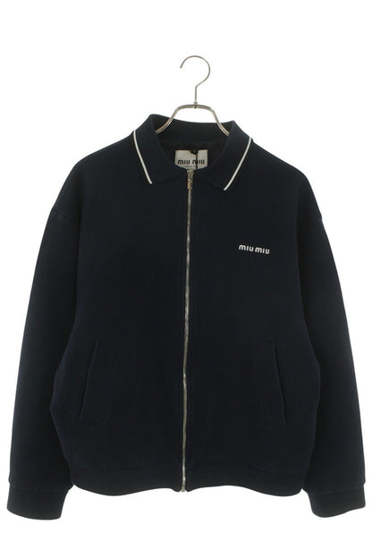 miumiu 25SS Logo Emb. Bonded Pique Jersey Blouson Size S