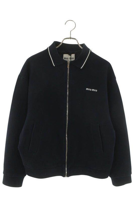 miumiu 25SS Logo Emb. Bonded Pique Jersey Blouson Size S