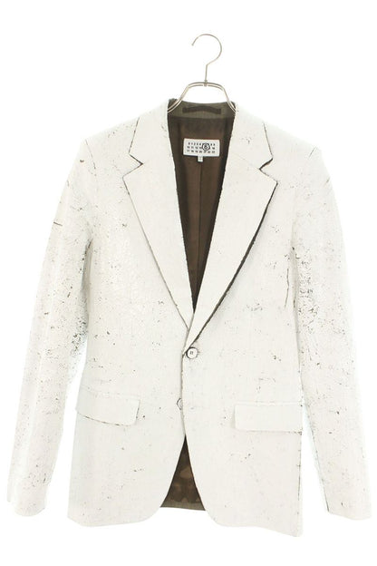 MM6 25SS Crack Paint Tailored Jacket White/Beige Size XS