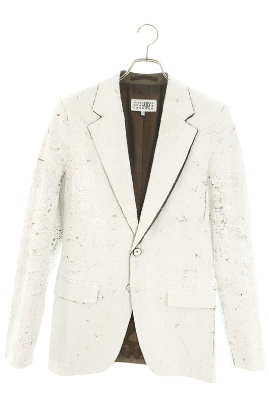 MM6 25SS Crack Paint Tailored Jacket White/Beige Size XS