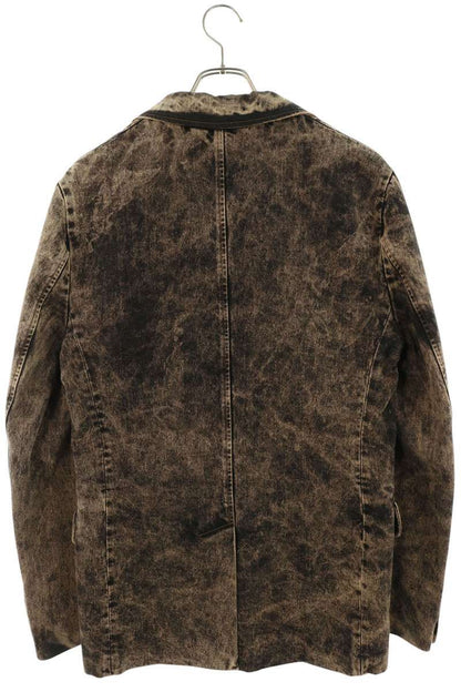 miumiu Logo Embroidered Bleached Denim Blazer Multi Size 38