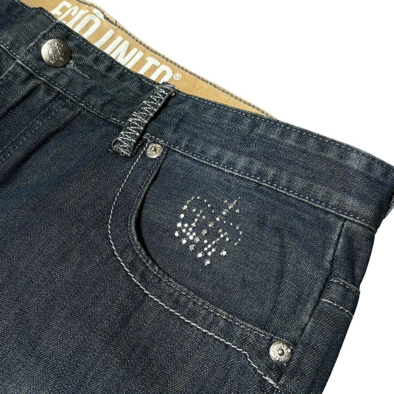 Ecko Unltd. Baggy Rhinestone Denim Shorts Size 38
