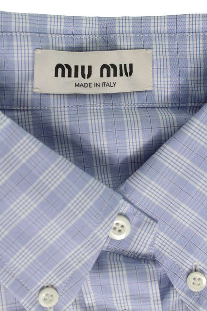 miumiu 25SS Logo Check Cropped Long Sleeve Shirt Size XS