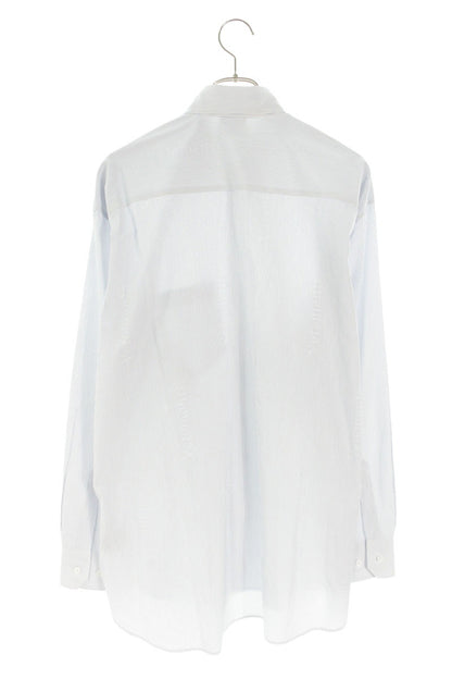 Vetements Logo Print Striped Long Sleeve Shirt Blue Size S
