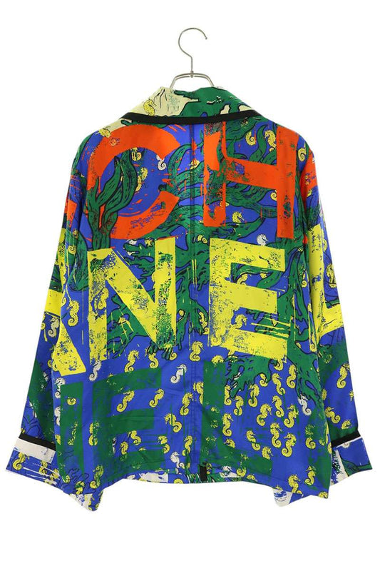 CHANEL 26SS Graffiti Silk Long Sleeve Shirt Multi Size 42