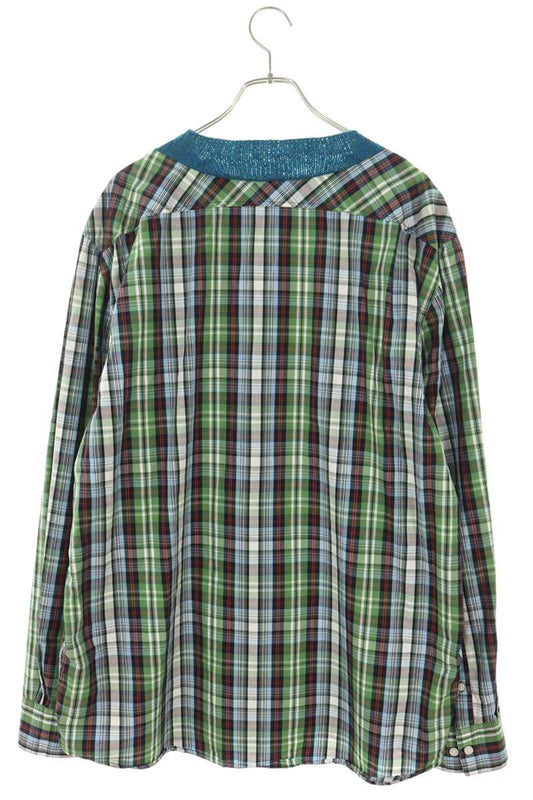 BLESS Pullover Check Pattern Sweatshirt Green Size L