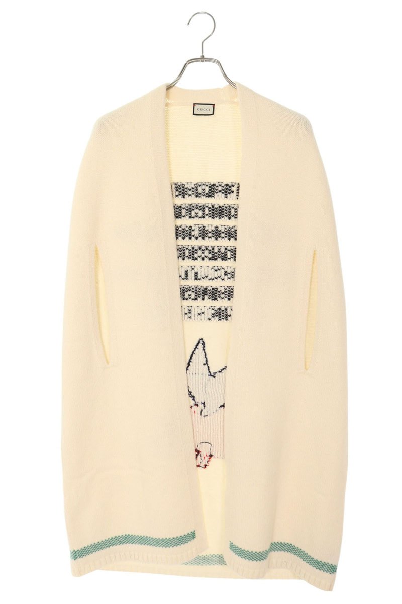 GUCCI Flying Pig Embroidered Cardigan White Size M