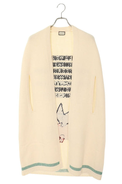 GUCCI Flying Pig Embroidered Cardigan White Size M