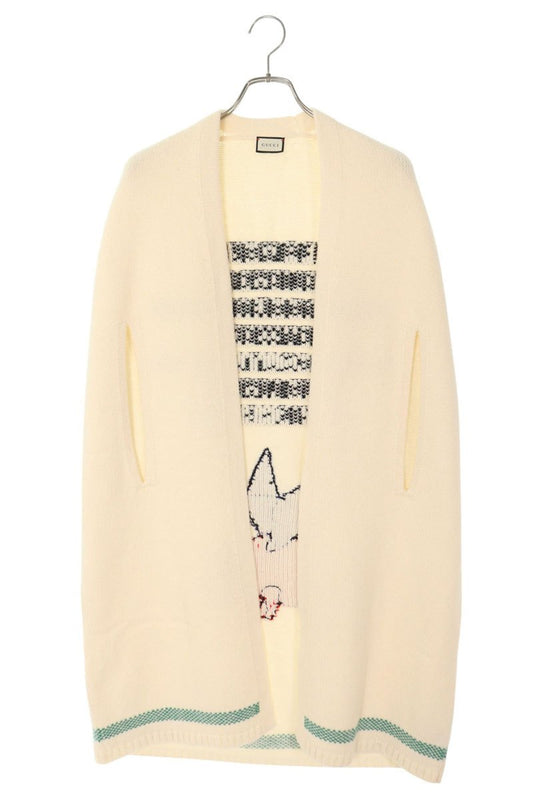 GUCCI Flying Pig Embroidered Cardigan White Size M