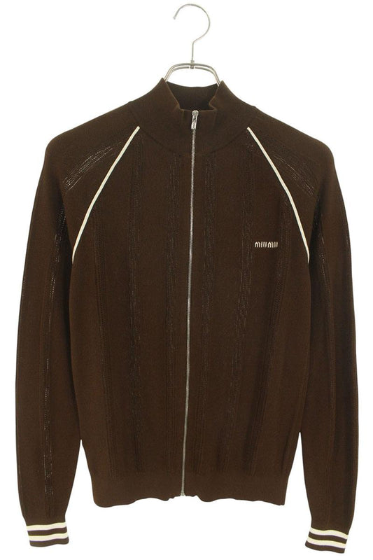 miumiu 25SS Logo Embroidered Zip Cardigan Size XXS