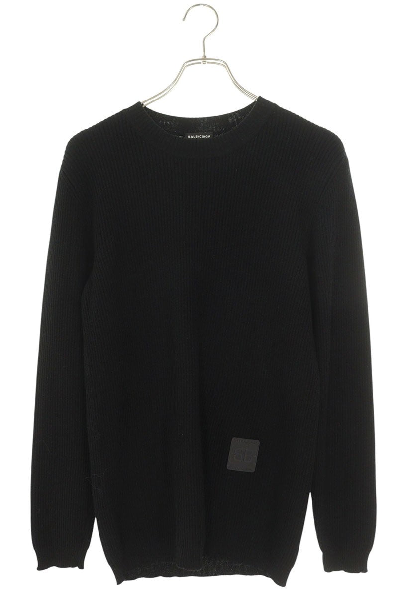Balenciaga Logo Crewneck Knit Sweater Black Size L