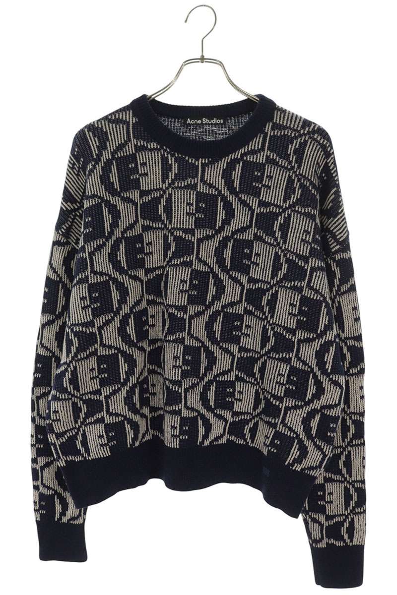 ACNE STUDIOS Face Motif Jacquard Crewneck Knit Size S