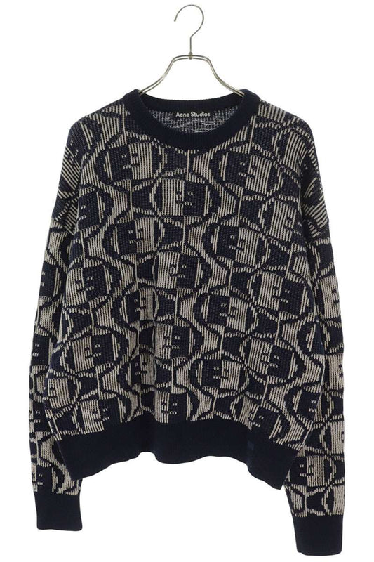 ACNE STUDIOS Face Motif Jacquard Crewneck Knit Size S