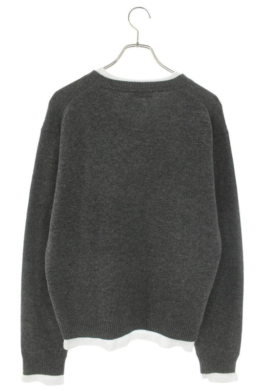 miumiu 25AW Logo Embroidered Layered V-Neck Knit Size S
