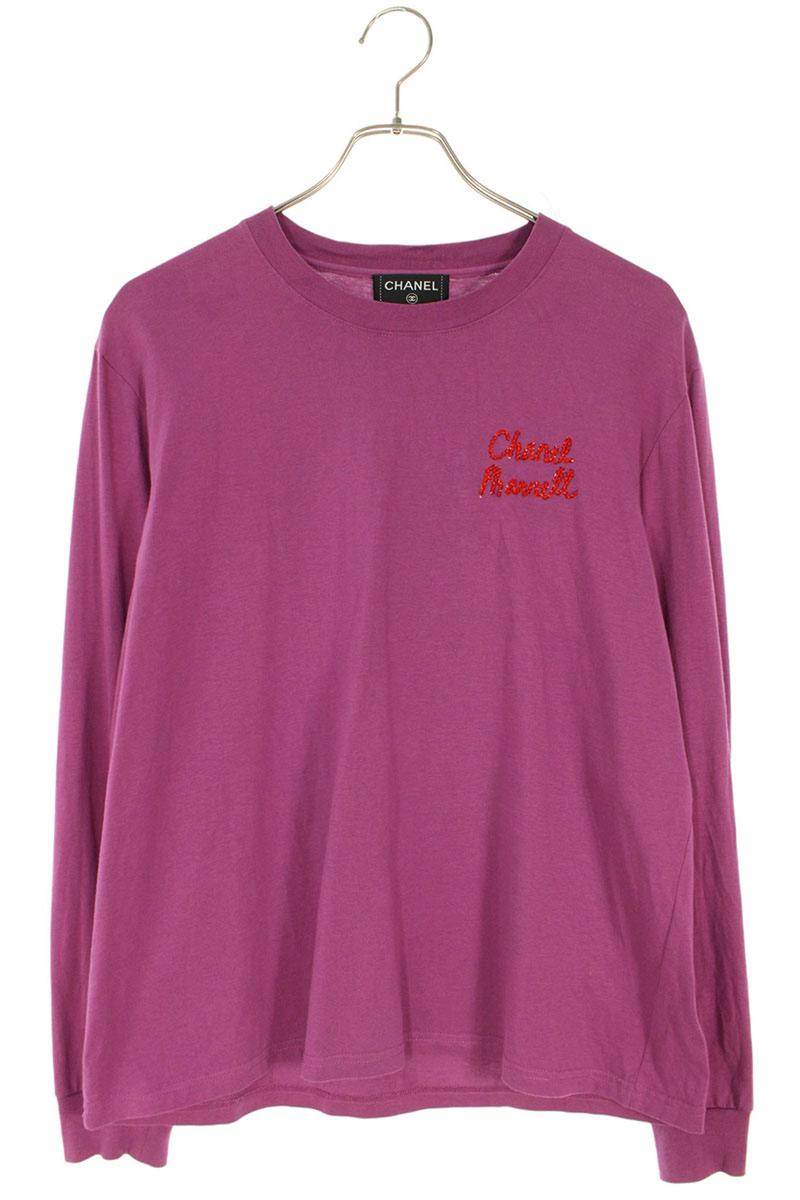 CHANEL Sequin Back Print Long Sleeve Top Size M