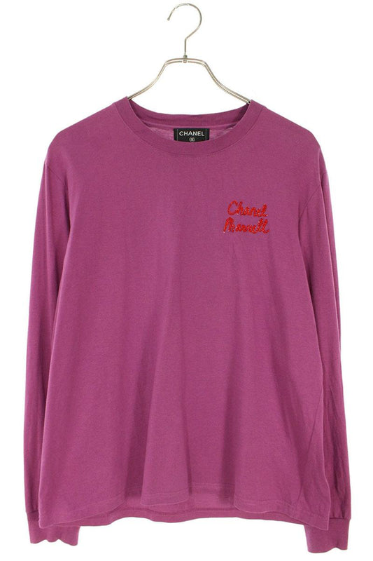 CHANEL Sequin Back Print Long Sleeve Top Size M