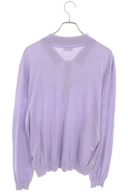CELINE Triomphe Long Sleeve Polo Cotton Purple Size XL