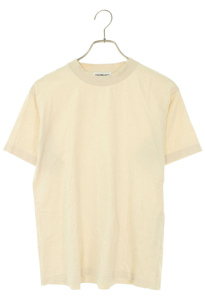 BALENCIAGA Back Logo Embroidered T-shirt Beige Size XS