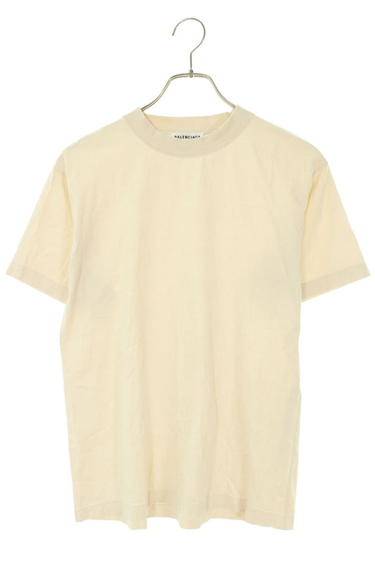 BALENCIAGA Back Logo Embroidered T-shirt Beige Size XS