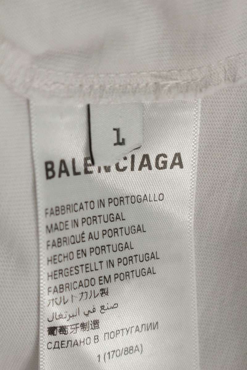 BALENCIAGA Pierced Distressed Crewneck T-shirt White Size XS
