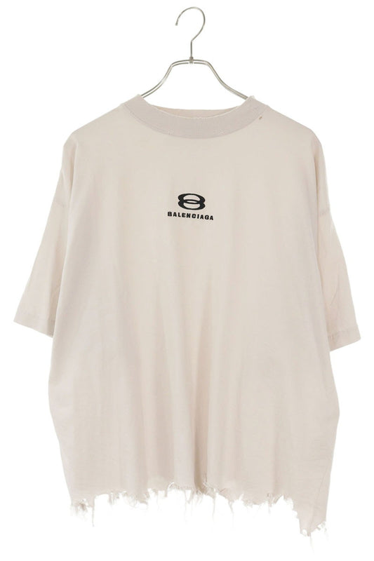 BALENCIAGA 24SS Destroyed Logo T-Shirt Off-White Size S