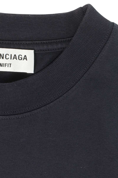 BALENCIAGA College Logo Print T-shirt Navy Size XS