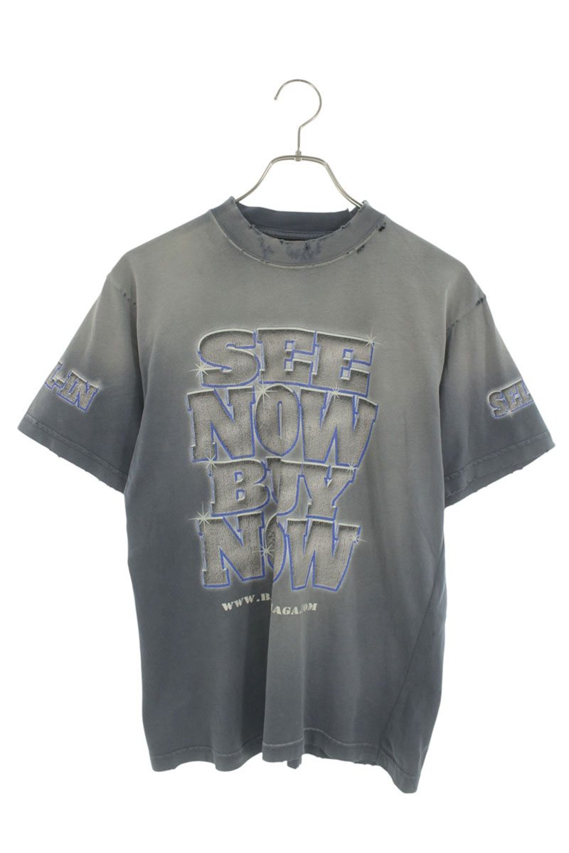 BALENCIAGA SNBN Print Vintage Cotton T-Shirt Light Size S