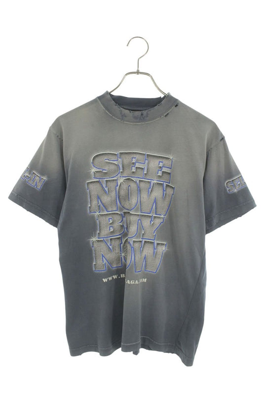 BALENCIAGA SNBN Print Vintage Cotton T-Shirt Light Size S
