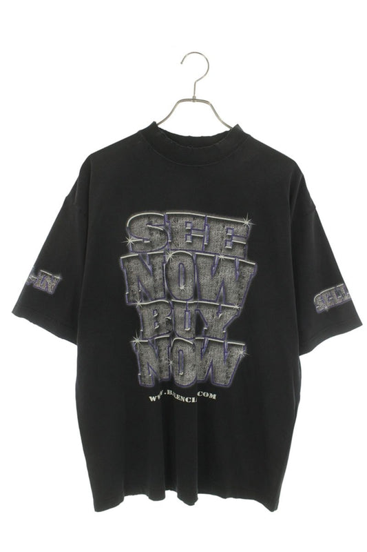 BALENCIAGA 24SS SNBN Print Vintage Cotton T-Shirt Size S