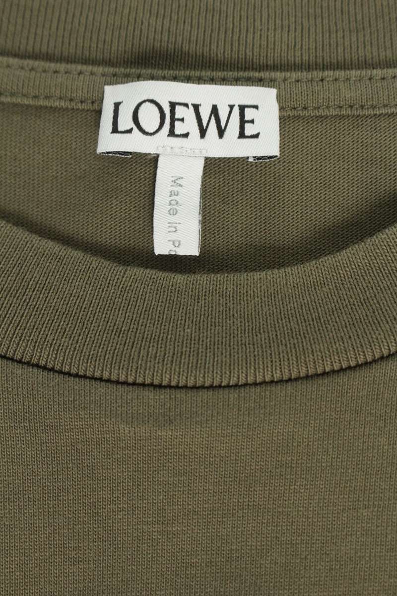 LOEWE Anagram Embroidered Cotton T-Shirt Khaki Size XS