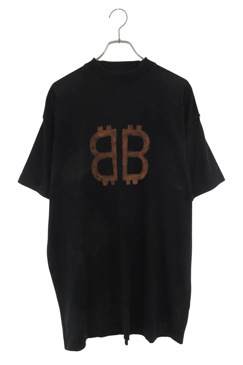 BALENCIAGA BB Logo Oversized Cotton T-Shirt Black Size S