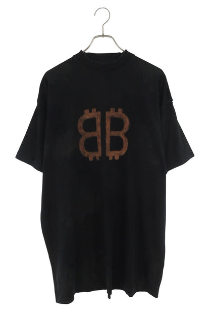 BALENCIAGA BB Logo Oversized Cotton T-Shirt Black Size S