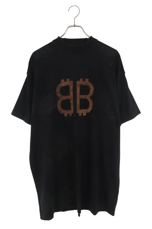 BALENCIAGA BB Logo Oversized Cotton T-Shirt Black Size S