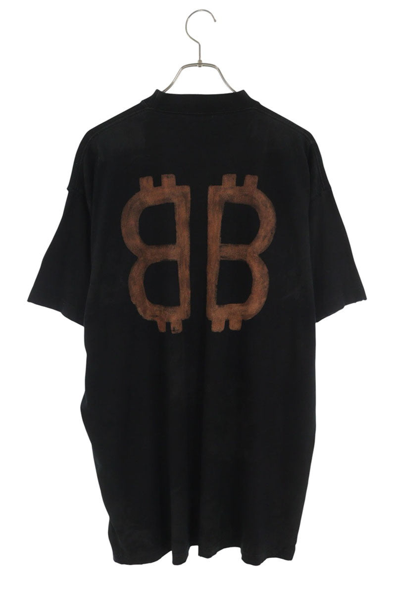 BALENCIAGA BB Logo Oversized Cotton T-Shirt Black Size S