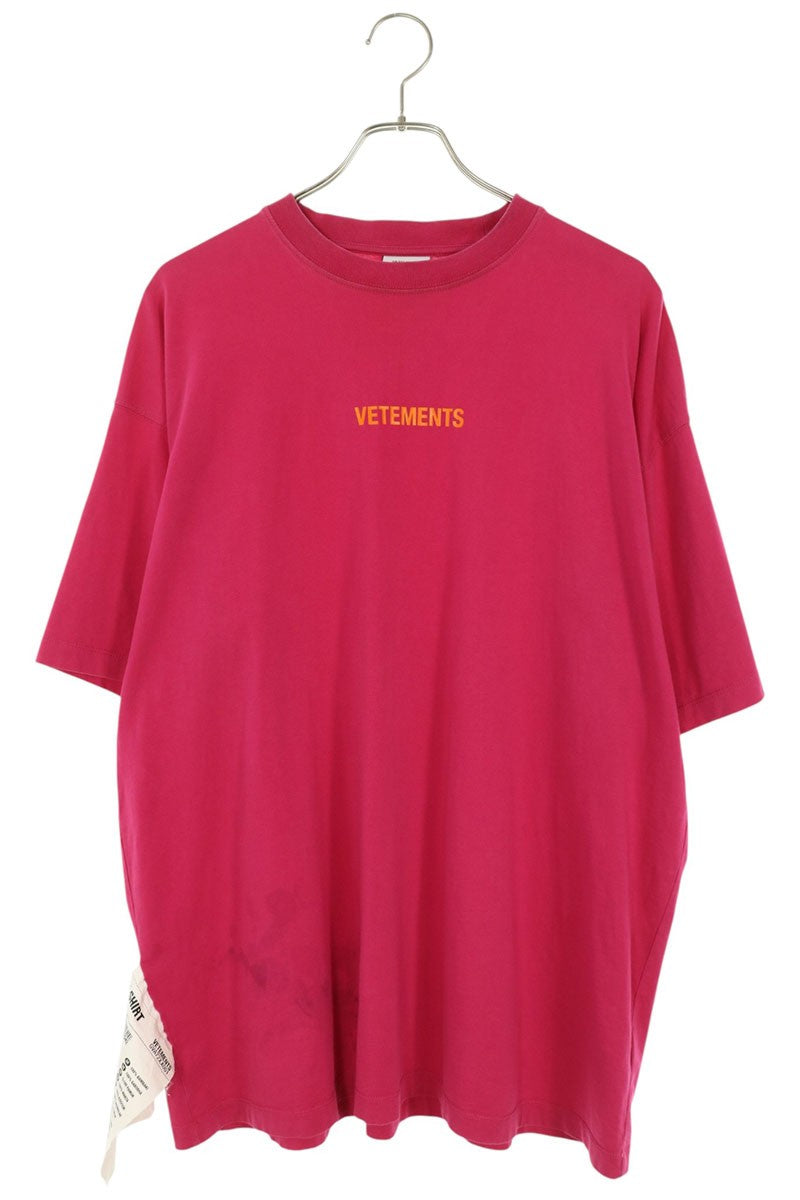 VETEMENTS 22SS Logo Label Oversized T-Shirt Pink Size XS