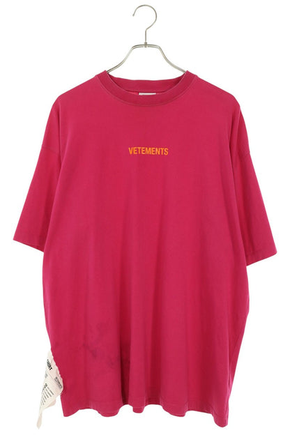 VETEMENTS 22SS Logo Label Oversized T-Shirt Pink Size XS