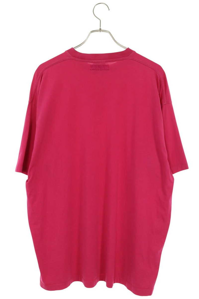 VETEMENTS 22SS Logo Label Oversized T-Shirt Pink Size XS