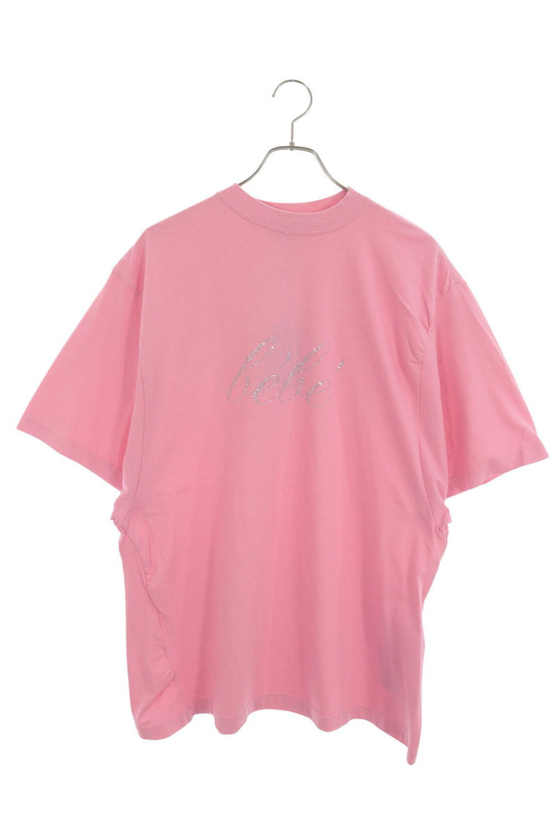 BALENCIAGA Rhinestone Oversized T-Shirt Pink Size 1