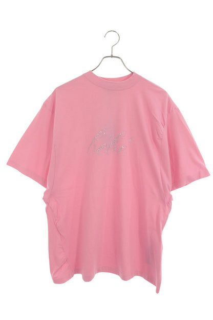 BALENCIAGA Rhinestone Oversized T-Shirt Pink Size 1
