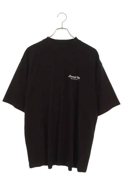 BALENCIAGA Embroidered Logo Cotton T-Shirt Black Size S
