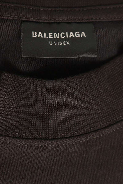 BALENCIAGA Embroidered Logo Cotton T-Shirt Black Size S
