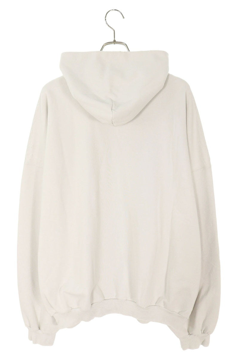 BALENCIAGA 25SS Distressed Logo Pullover Hoodie Gray Size S