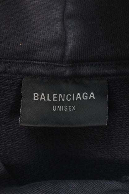 BALENCIAGA 25SS Distressed Logo Pullover Hoodie Size XS