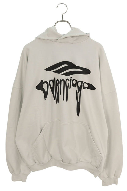 BALENCIAGA 25SS Distressed Logo Pullover Hoodie Lt Size XS